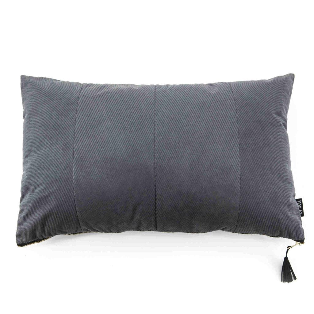 Snugg Harmaa vakosamettityyny kultaisella vetoketjulla, 40x60