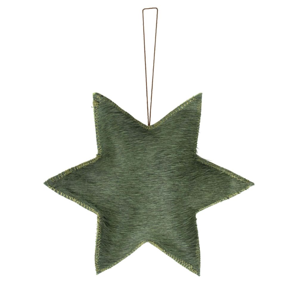 Snugg Roikkuva koriste iso vihreä tähti, lehmäntaljasta