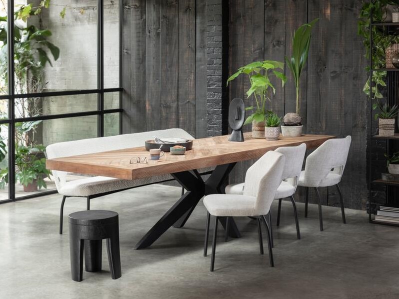 Ruokapöytä-einstein-tuoli-vista-Bloom pitkä penkki 190 bouckle valkoinen