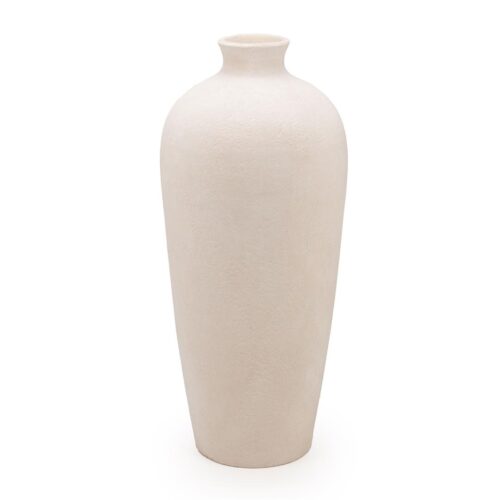 Linjakas korkea saviruukku luonnonvalkoinen 70