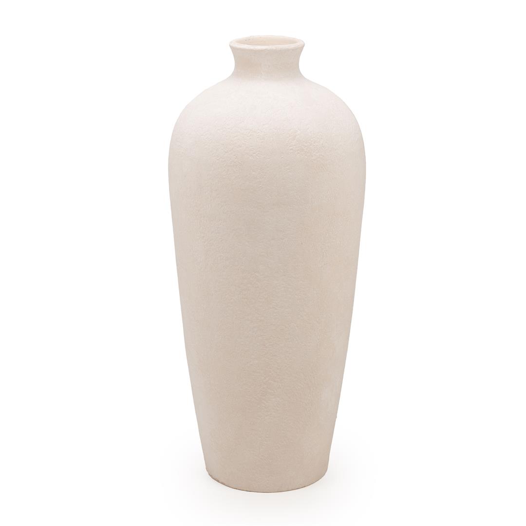 Linjakas korkea saviruukku luonnonvalkoinen 70