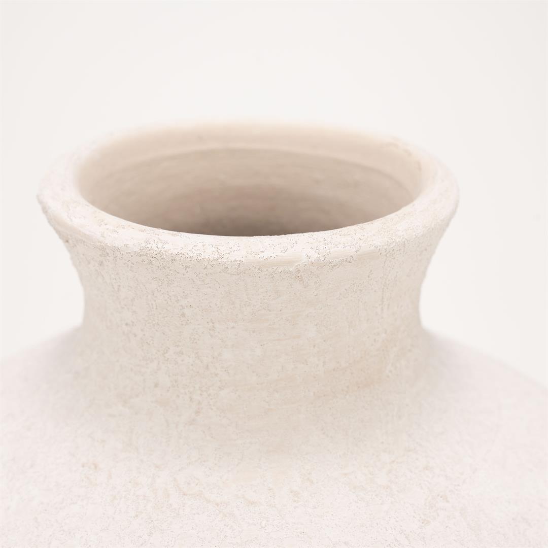 Linjakas korkea saviruukku luonnonvalkoinen