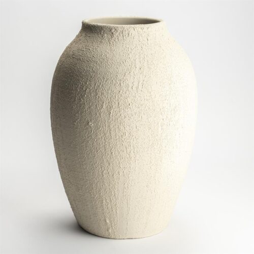 Linjakas saviruukku beige, iso