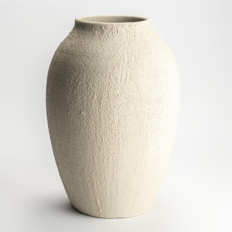 Linjakas saviruukku beige, iso