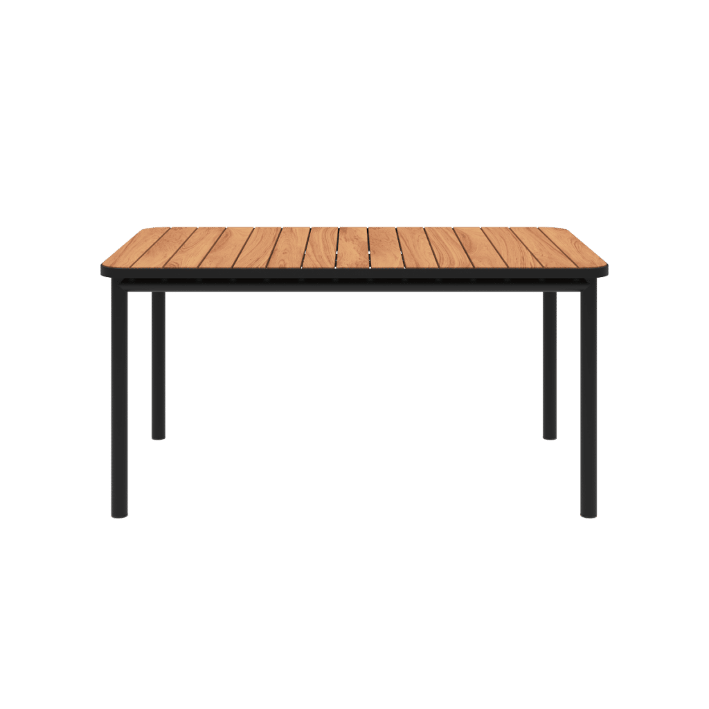 Puinen ruokapöytä Kirra 150x90, tiikkiä, mustat jalat