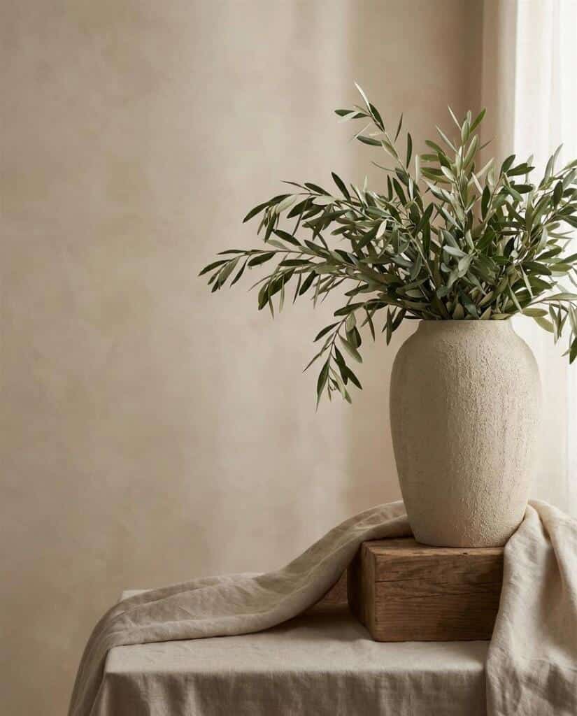 Linjakas saviruukku beige