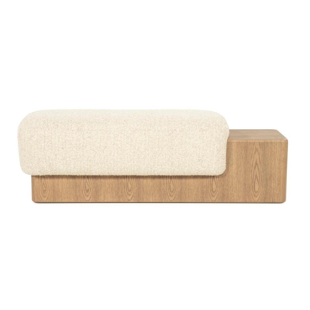Pehmustettu eteisen tammipenkki, valkoinen beige