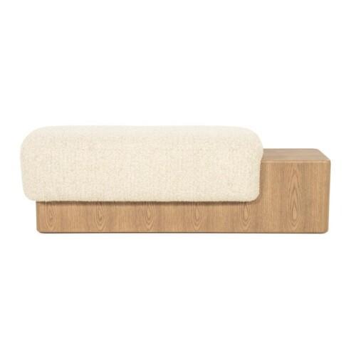 Pehmustettu eteisen tammipenkki, valkoinen beige