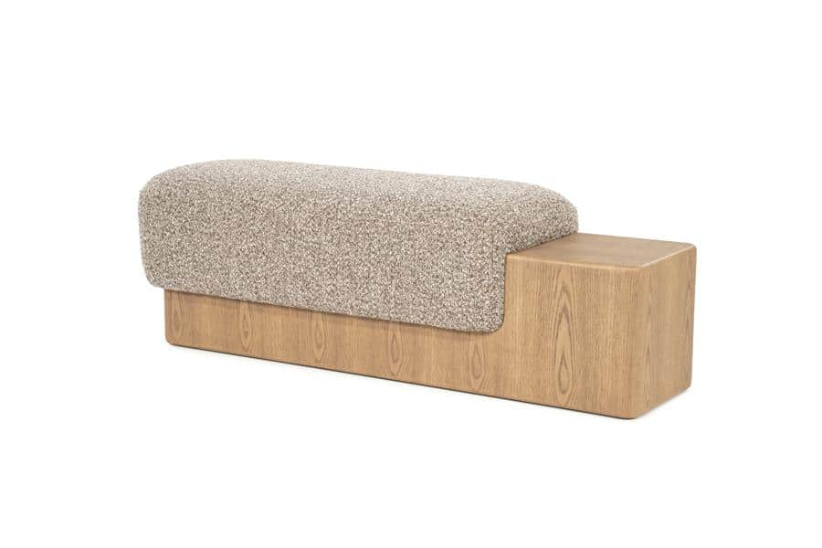 Pehmustettu eteisen tammipenkki, taupe