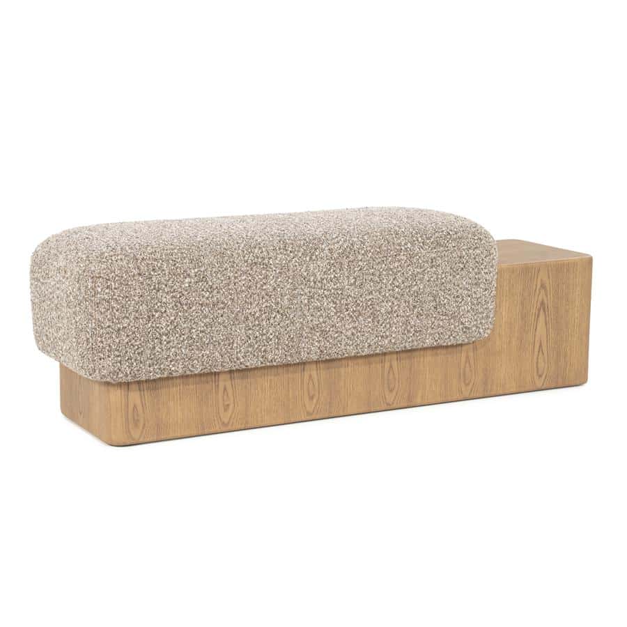 Pehmustettu eteisen tammipenkki, taupe